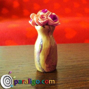 Polymer Clay Vase of Roses
