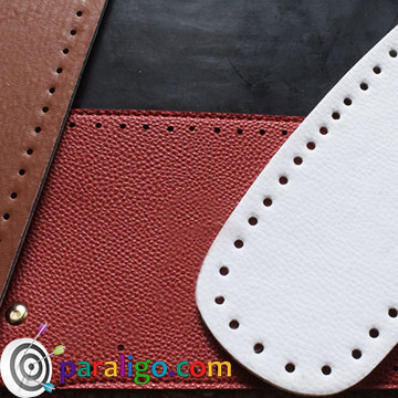 Crochet Bag Bottom with Beaded Bag Handles Oval PU Leather Bag
