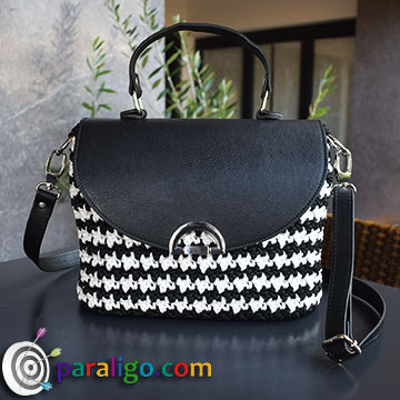 Buy Black Embellished Sparkle Houndstooth Mini Tote Bag by ETCETERA Online  at Aza Fashions.